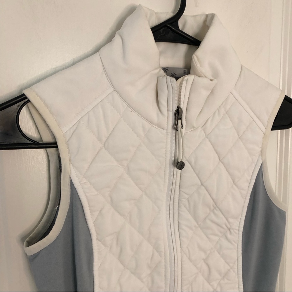 Athleta upside spandex blend white/Grey quilted zippered vest bodycon Sz XXS - Picture 3 of 12